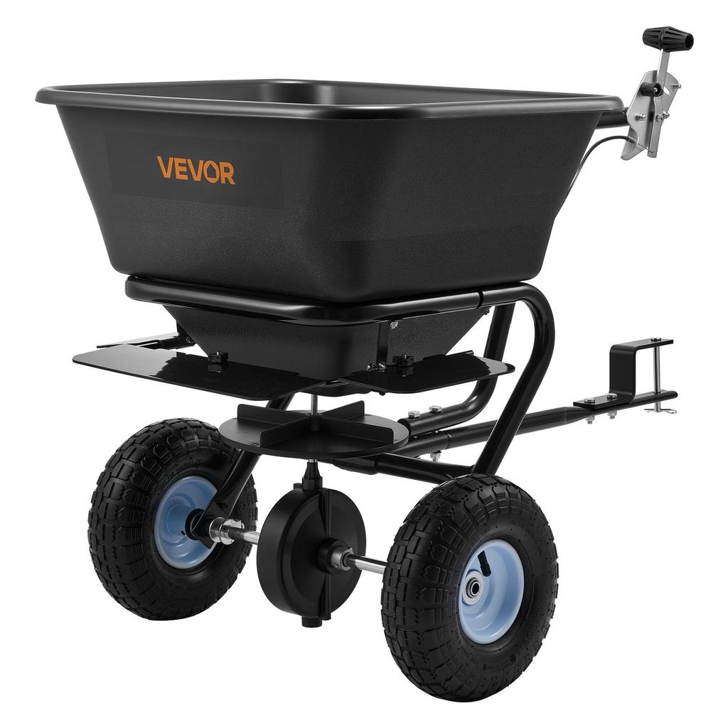 Tow Behind Lawn Spreader, 3m Spreading Width, Garden & Lawn Spreader with Universal Hitch, 38.6kg Capacity & 10 in All-Terrain Tires, Seed Fertilizer