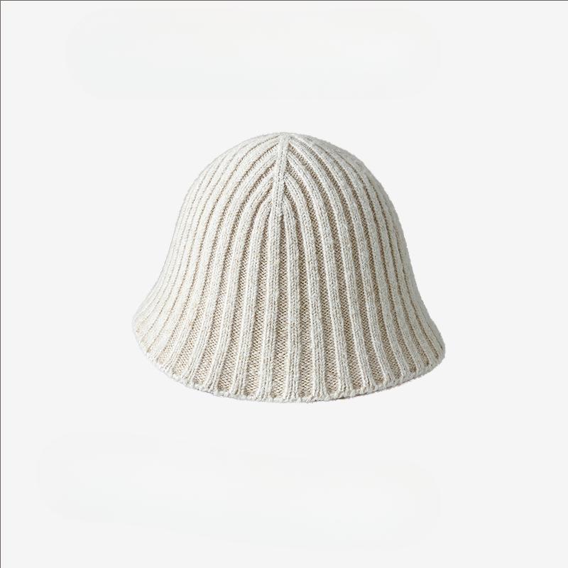 Korean Style Small Solid Color Japanese Style Niche Simple Knitted Hat for Women Autumn and Winter Warm Wool Basin Hat Fisherman Hat