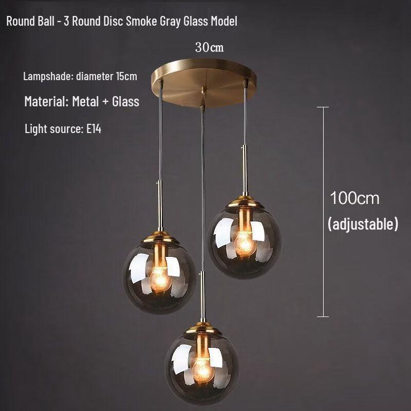 

MENGPAO Nordic Round Glass Ball Pendant Light