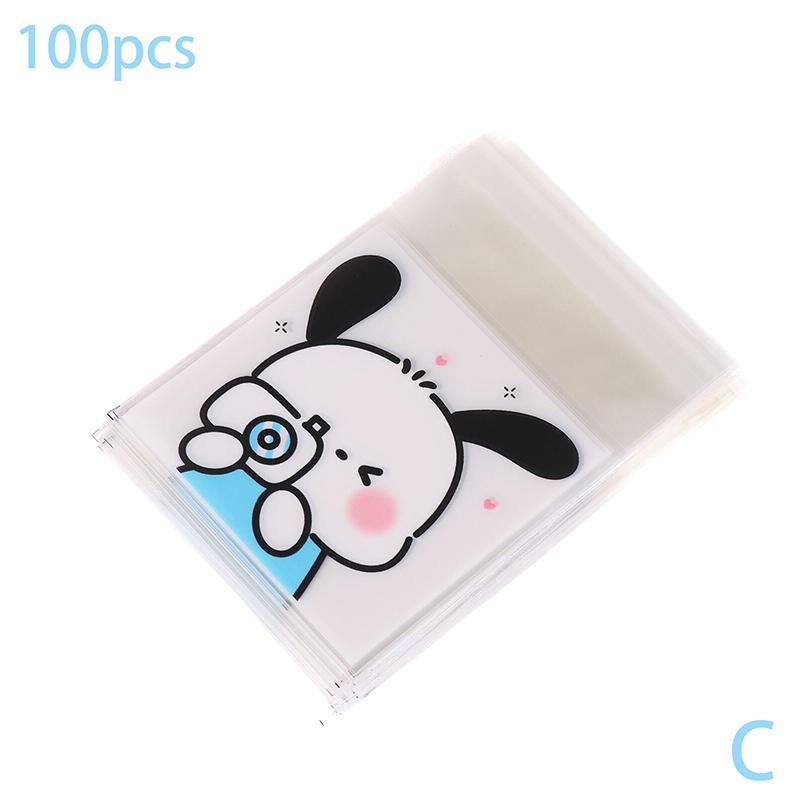 100Pcs Cute Cartoon Printed Opp Clear Packaging Bags Candy Bag Self-Adhesion Storage Bag Diy Gift Pastry Sealable Bag