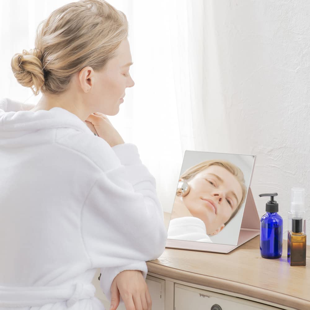 Napure Mirror - Folding Makeup Mirror That Reflects Your True Skin Tone - Large Size - Pink - Perfect for White Day or Christmas Gifts