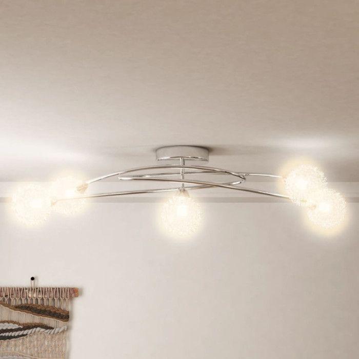 Plafonnier - VIDAXL - 5 LED G9 - Design contemporain - Abat-jour en maille métallique - Éclairage intérieur