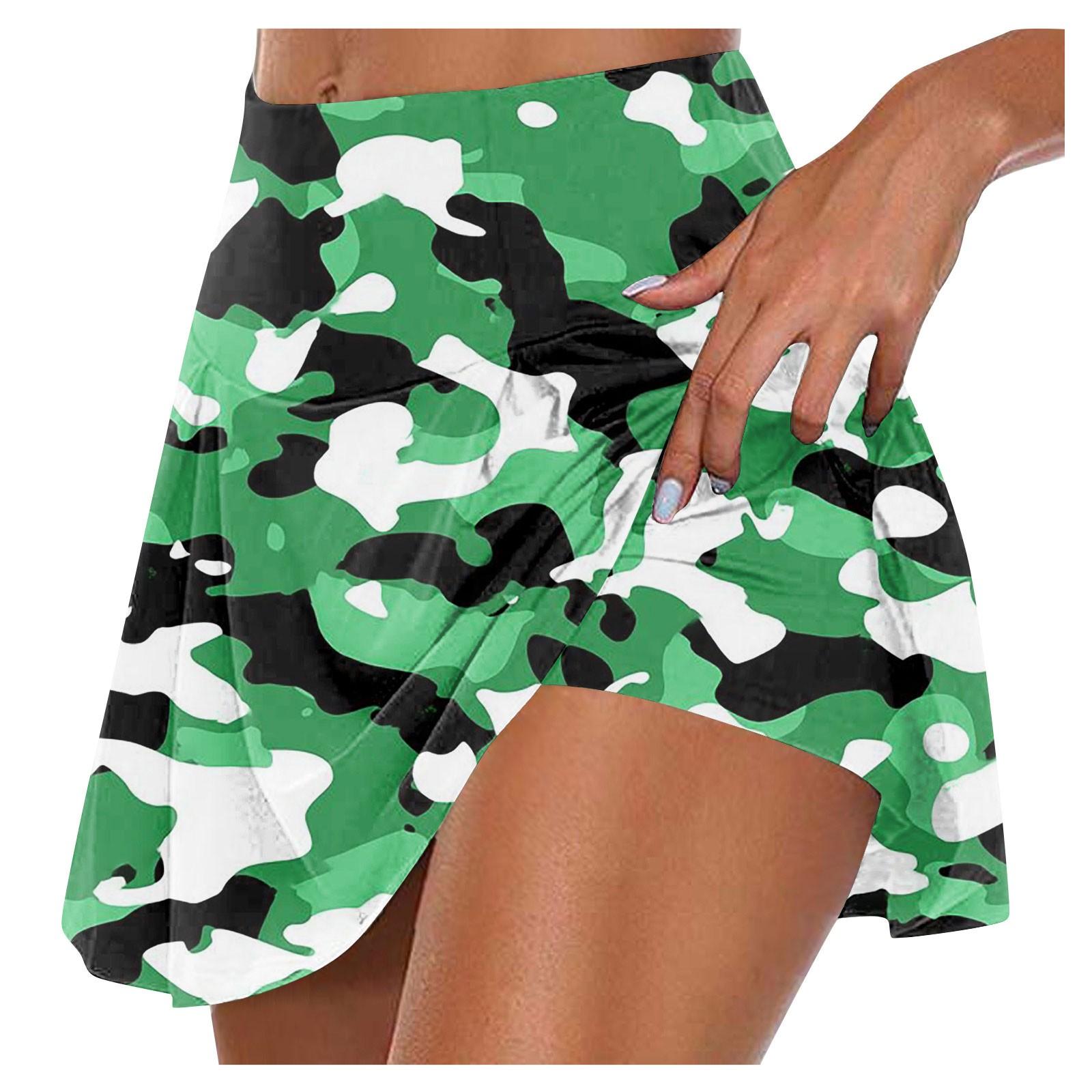 

Женские спортивные эластичные плиссированные теннисные юбки для бега, йоги, внутренние шорты, эластичные спортивные шорты для гольфа L зелёный