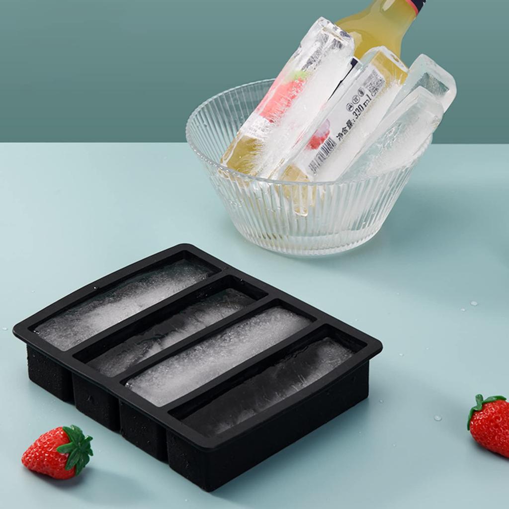 Strip-shap Ice Cube Trays Giant Silicone Ice Cubes Square Tray Mold Non-toxic Durable Wine Ice Cube Easy-Release Ice Cube Molds