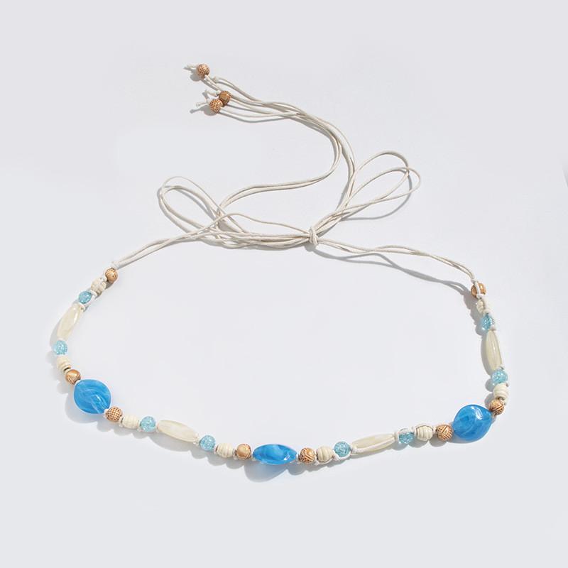 Bohemian Ethnic Waist Rope Belt Handmade Cotton Hemp With Colorful Beads For Relaxed Summer Outfits