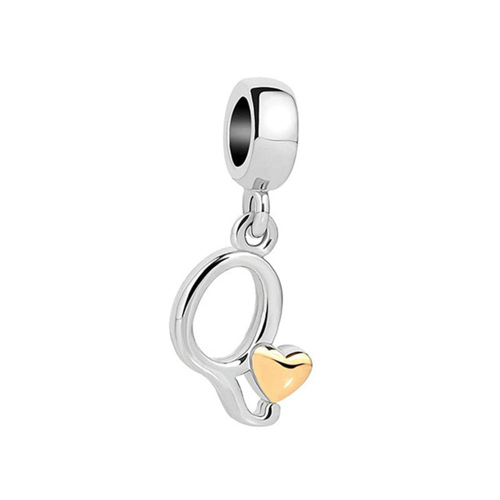 New Plated Copper Letter Alphabet A-Z Dangle Charm Beads Fit Original Charms Bracelet Pendant Women Diy Jewelry