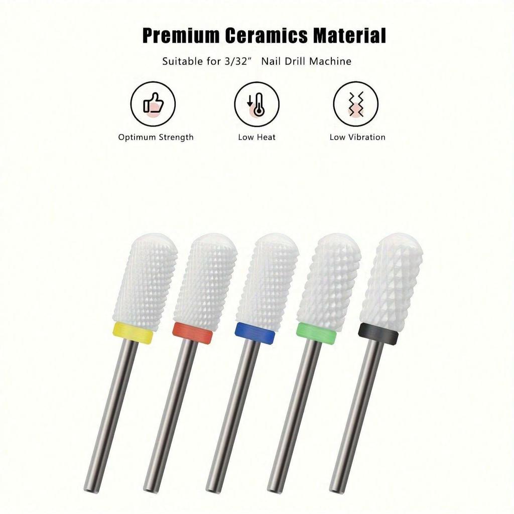 10pc/Set Ceramic Milling Cutter Nail Drill Bits Burr Gel Polish Remove Tools Cuticle Electric Manicure Files Kit Accessories