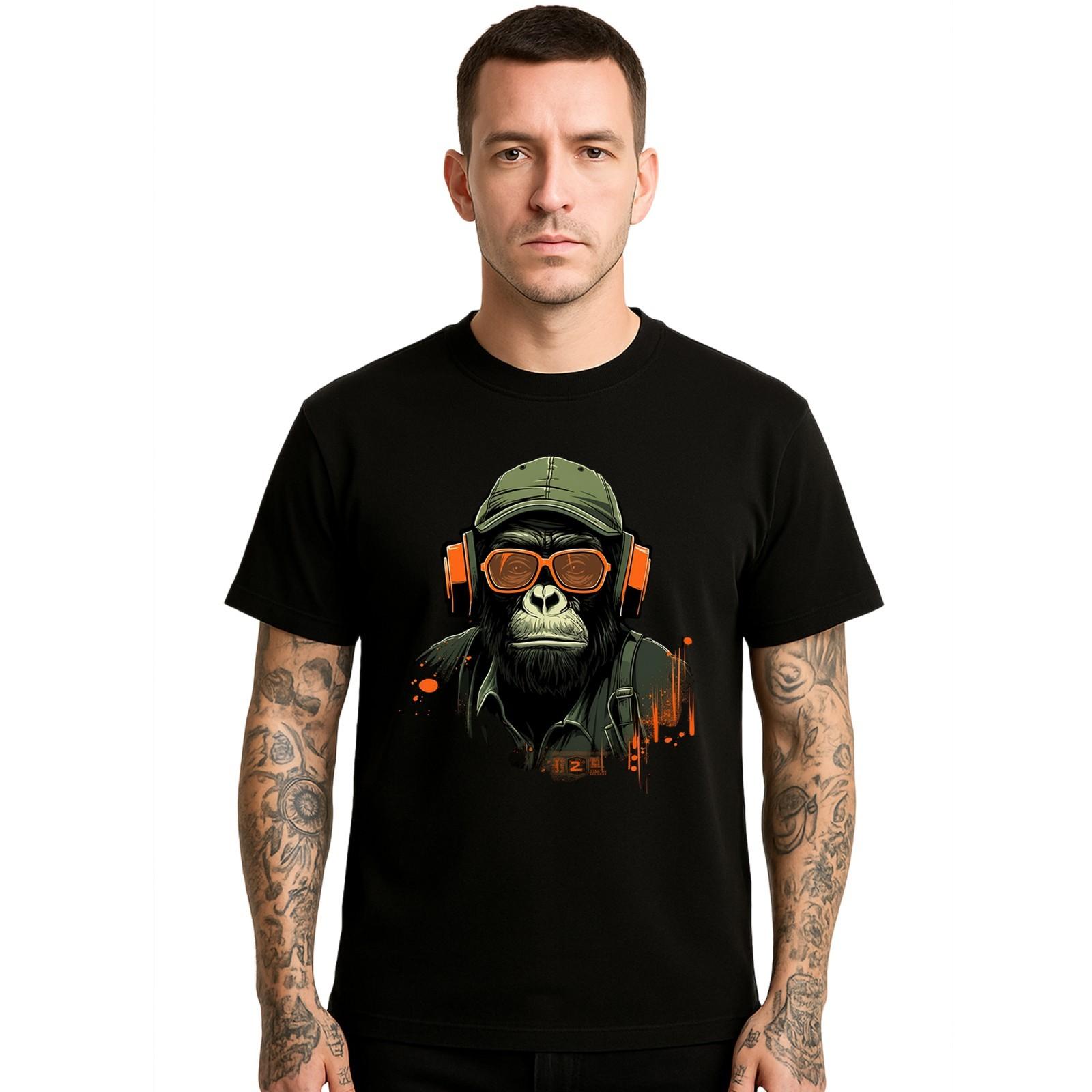 Cool Gorilla Headphones APe Animal Mens TShirt Novelty Party Gift Top Tee S