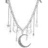 JczR.Y Moon and Star Necklace - Crystal Star Moon Tassel Rhinestone Crescent Pentagram Fringe Pendant for Women Party Statement Jewelry Accessories
