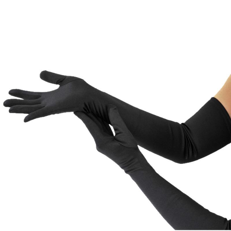 52cm Damen Braut Weiß Bühne Lange Handschuhe Hohe Elastizität Rote Handschuhe Party Nachtclub Hochzeit Aufführung Warme Fäustlinge Zubehör One Size black