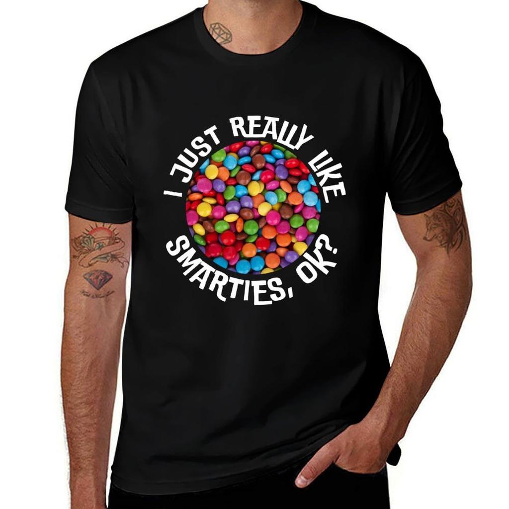 I Just Really Like Smarties Candy Lover Gift Tshirt Casual Lightweight Short Sleeve Top