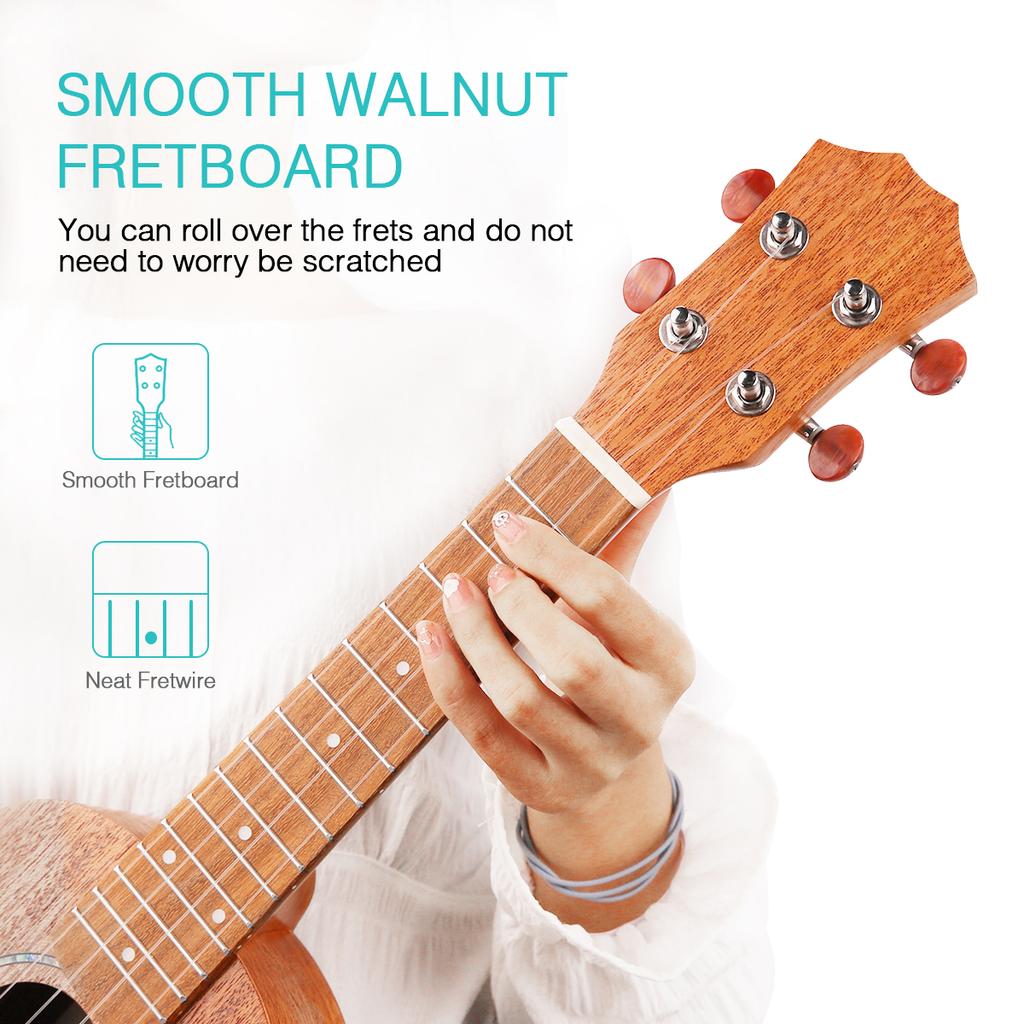 21 Inch Acoustic Soprano Ukulele Kit Mahogany Plywood Ukelele with Gig Bag Uke Strap Spare Strings