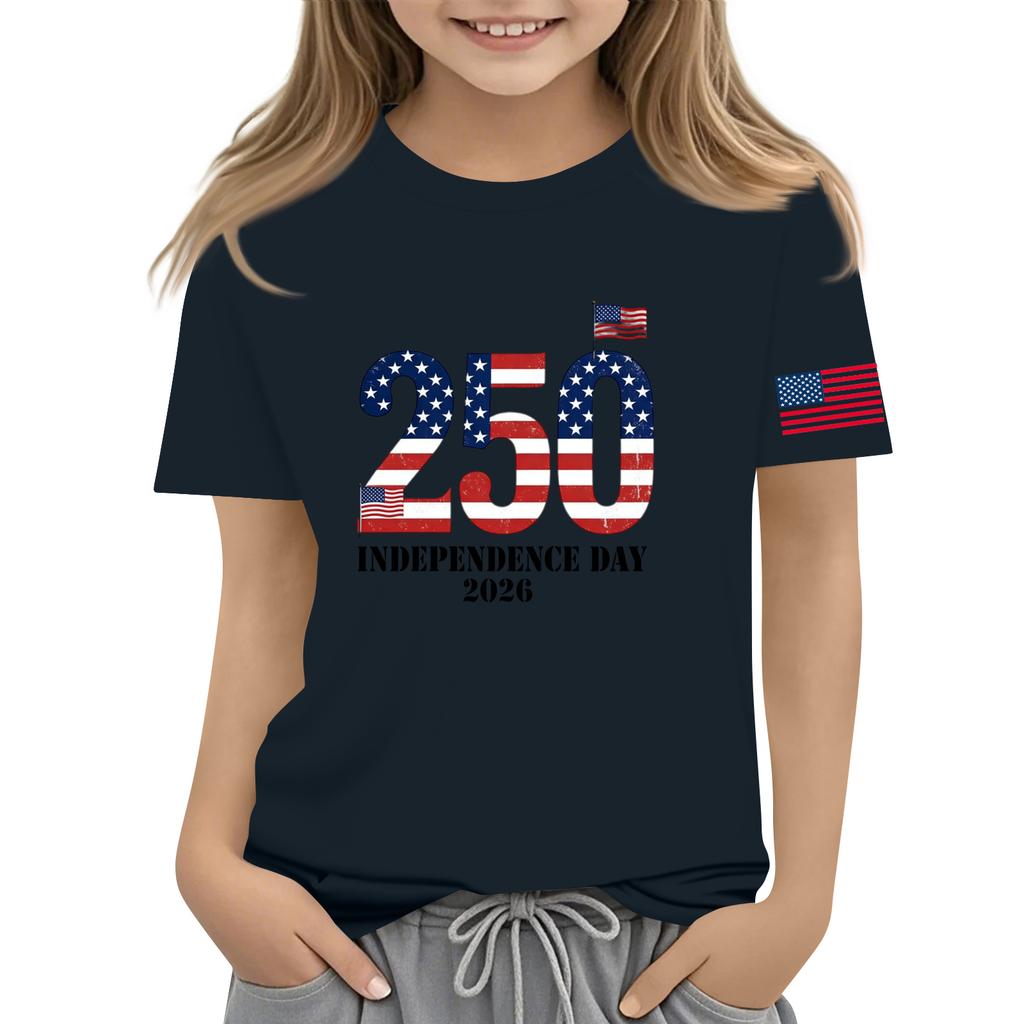 Children's Casual Short-Round Neck Fashionable T-shirt Top
