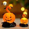 Bat Theme Decor Halloween LED Candle Light Figurine, Tombstone Glowing Tabletop Ornament, Warm Indoor Pumpkin Prop for Escape Room Haunted House Shop