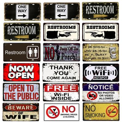 GEÖFFNET/GESCHLOSSEN Kostenloses WLAN Kennzeichenladen Wanddeko Toiletten Blechschild Vintage Rauchverbot WC Metallschild Malerei Plaketten Poster