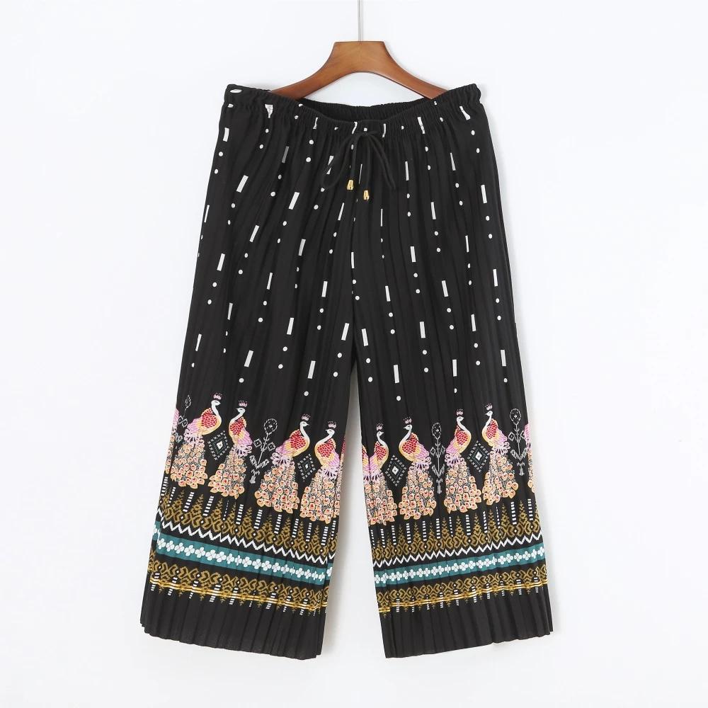 Dlouhé Volné Kalhoty Sloní Nohy Nastavitelný Elastický Pás Šňůrka Ženy Muži Unisex Potisk Thajsko Ležérní Streetwear Pláž Léto Bohémský Retro Vintage
