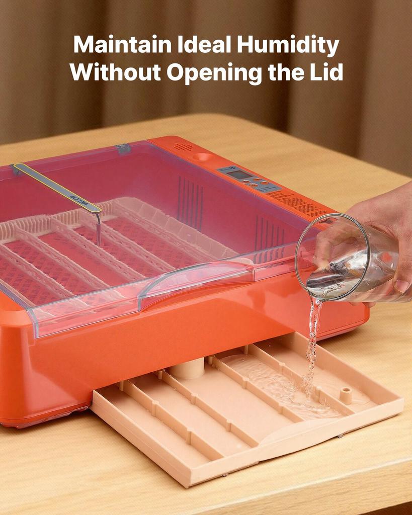 36 Egg Incubator, Automatic Egg Turner with LED Candler & Water Tray, Temperature & Humidity Control, 360° View Clear Window, Poultry Eggs Incubators