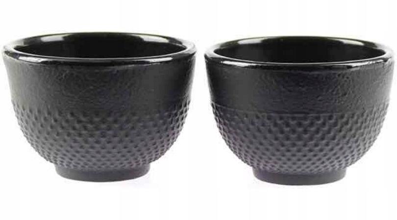 Cast Iron Cups 2 Pcs. Cast Iron Set For Tea And Herbs, Black Enamelled