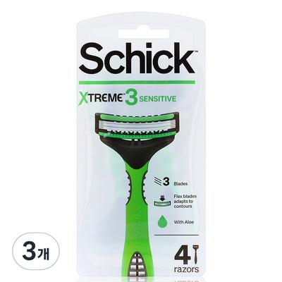 Schick Extreme 3 taşınabilir tıraş bıçağı, 4'lü paket, 3 parça, Kore tıraş bıçağı