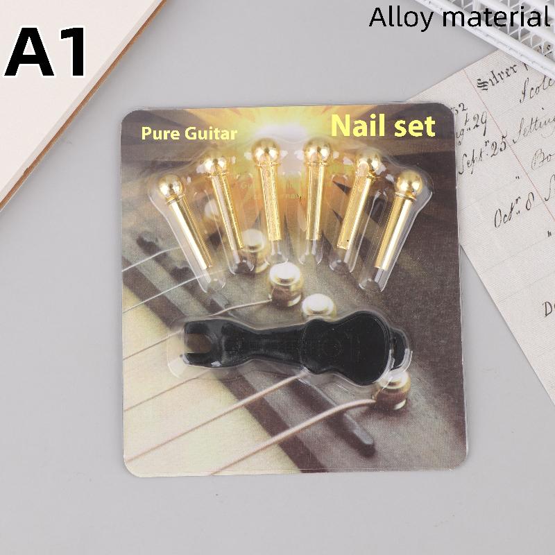 6Pcs Guitar Strings Nail Metal Acoustic Guitar Bridge Pins Brass Fixed Cone Pins String Nut Nails For Guitar Parts Replacement