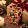 Small Animal Gift Tags for Christmas Forest Ornament, 2D Flat Acrylic Fox Reindeer Squirrel Raccoon in Tree Decoration Set Box Hanging Xmas