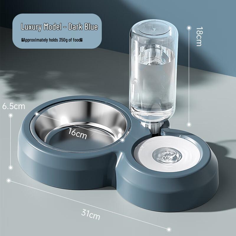 Automatic Pet Water & Food Feeder with Stainless Steel Bowls CN plug (adapter included)