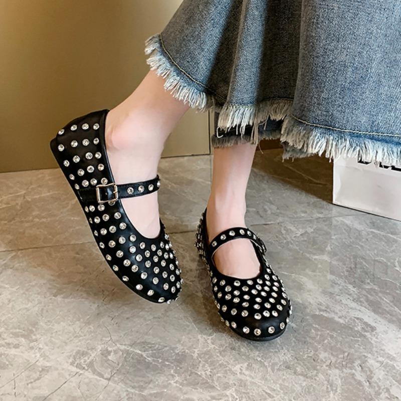 Zapatos Planos de Mujer Nuevo Verano Mujer Cabeza Redonda Transpirable y Cómodo Zapatillas de Mujer Zapatos Mary Jane Zapatos De Mujer