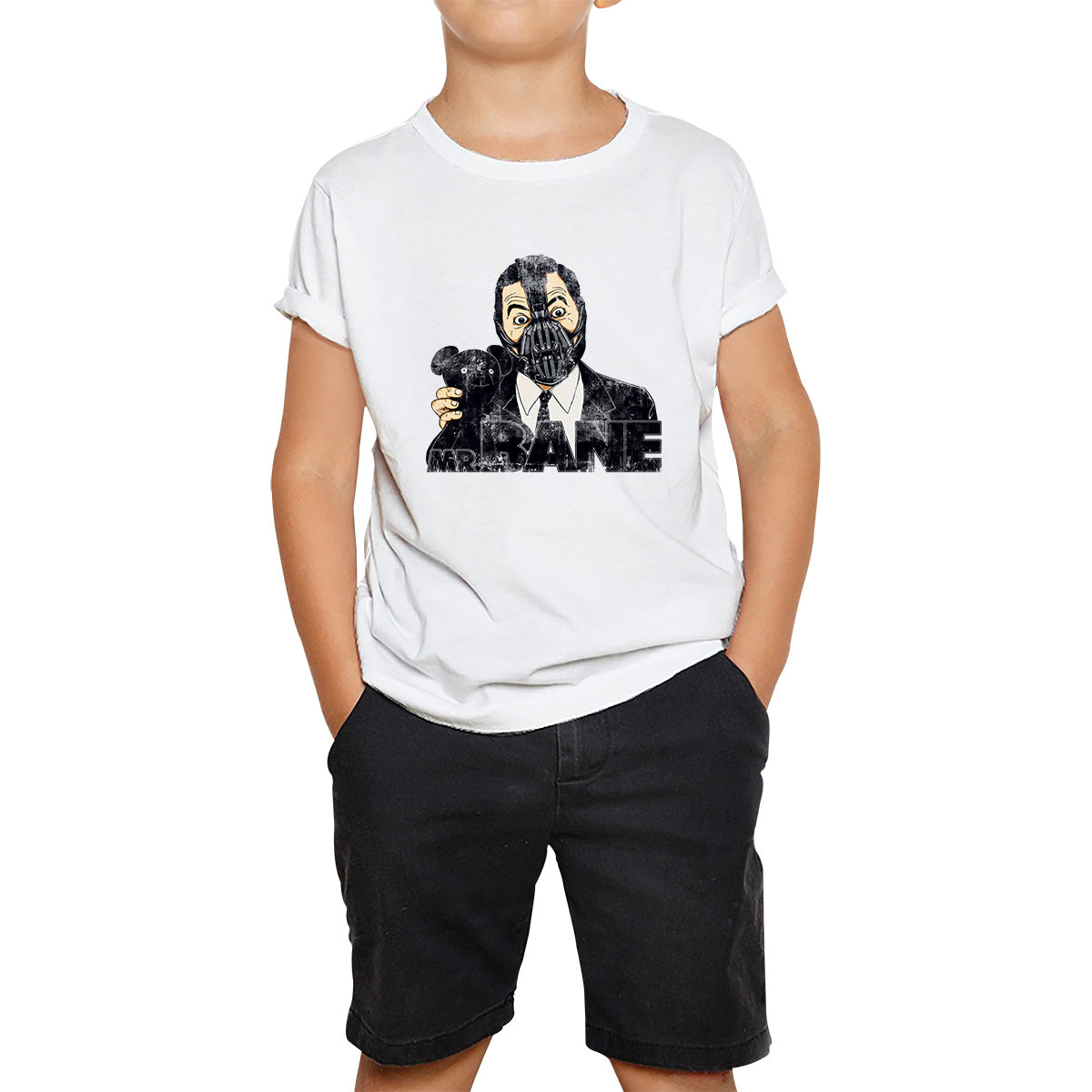 Mr. Bean With Teddy Spoof Mr. Bane Osito Supervillain Metahuman The Man Who Broke The Bat Comic Book Character Kids T Shirt 100