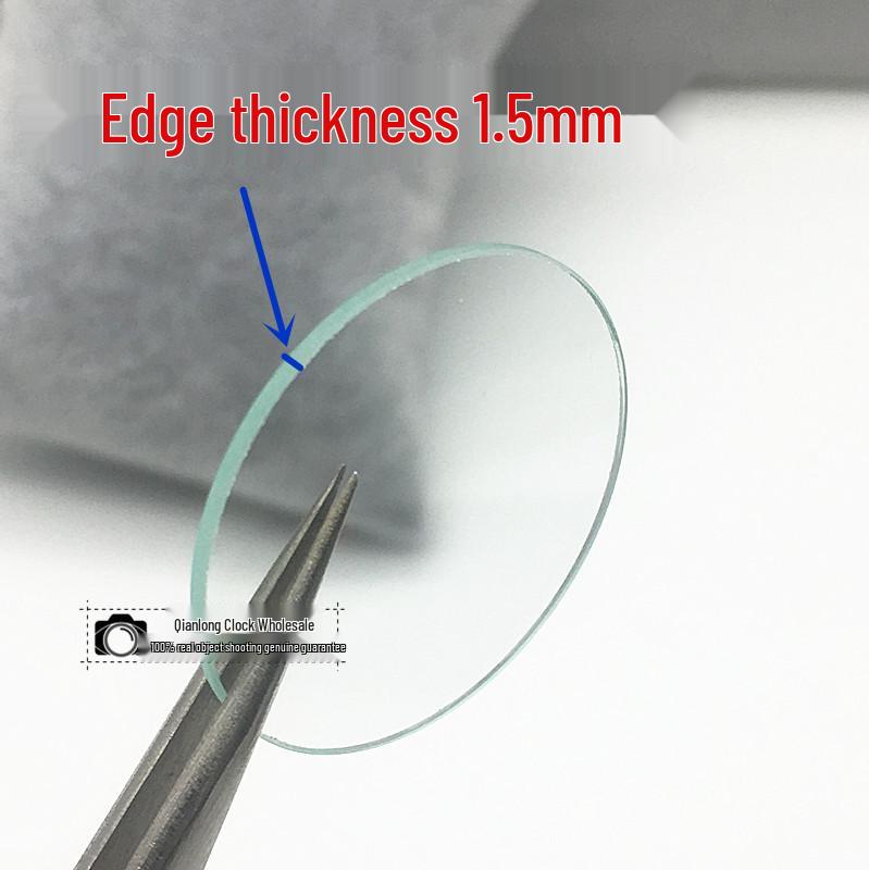 Potažené ploché sklíčko hodinek o tloušťce 1,5 mm, průměr 18-40 mm