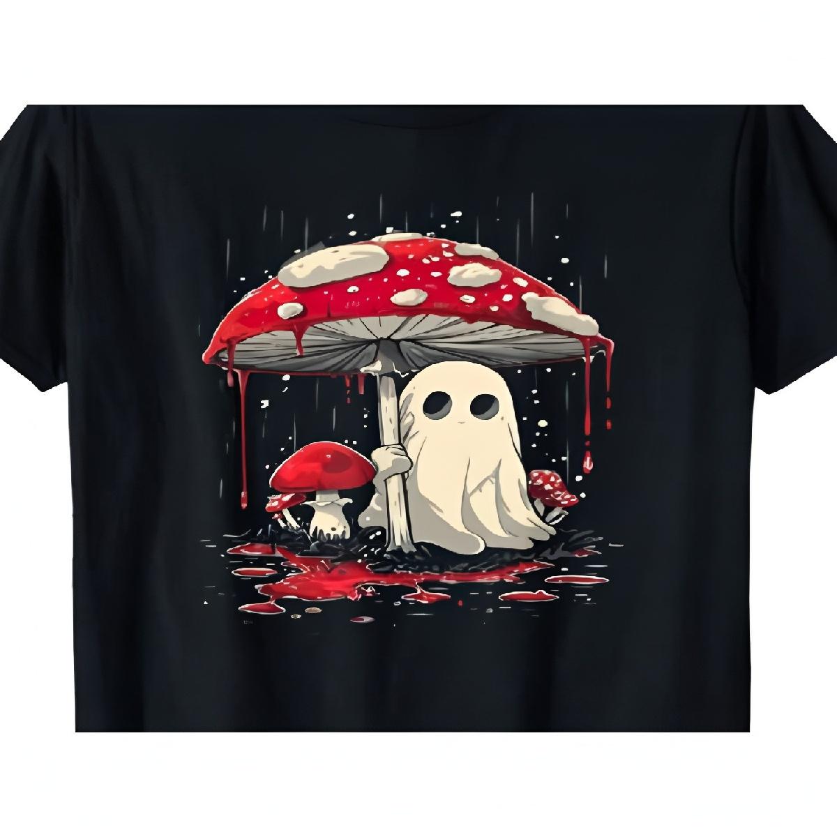 

Хэллоуинская футболка Привидение Гриб Жуткая футболка XXXXXL чёрный