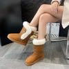 Fashion Women's Short Plush Warm Round Toe Mid-calf Boots 2024 Winter New Style Flat Comfortable Casual Versatile Lightweight Snow Boots
