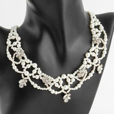 Damska Sukienka Imprezowa Wspaniały Pojedynczy Naszyjnik z Pereł