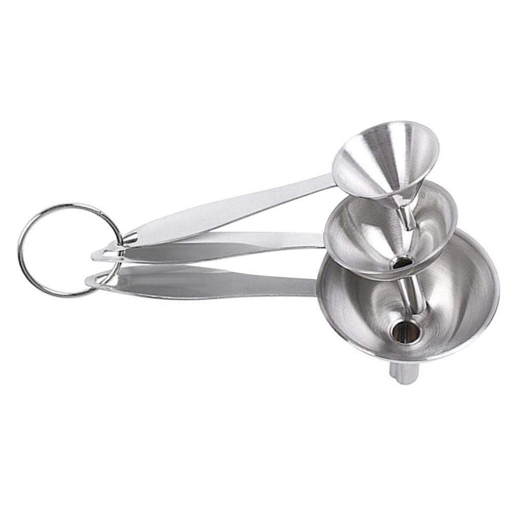 3pcs Stainless Steel Funnel Kit Long Handle Multifunctional for Kitchen Canning Filling Bottles Oil Household