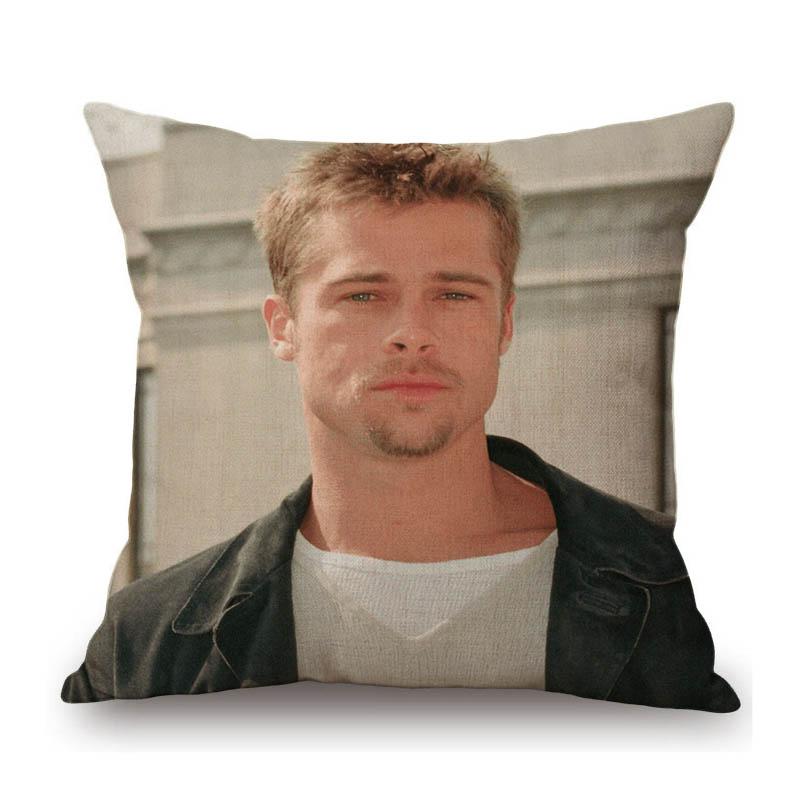 Sexy Krásný Super Hvězda Brad Pitt Svalovec Fanoušci Dárek Bavlna Len Pohovka Polštář na pohovku Potah Dekorace Domu Umělecký Potah na polštář