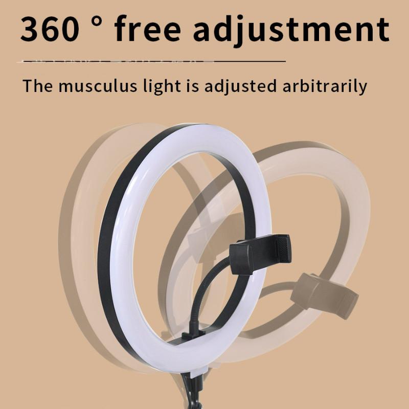 10 Inch Table Top Clip Ring Lamp 360° Free Adjustment Live Broadcast LED Light Cantilever Phone Holder Fill Light