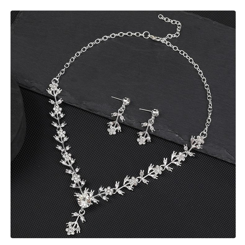 Women Fashion Bridal Jewelry Set Exquisite Necklace Earrings Versatile Wedding Banquet Formal Dress Matching Accessories Gift