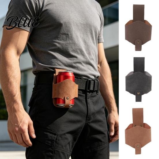 Portable Beverage Waist Hands Free Drink PU Holder Pouch Hanging Leather Holster Holder Belt Clip Pouch for Hiking Camping