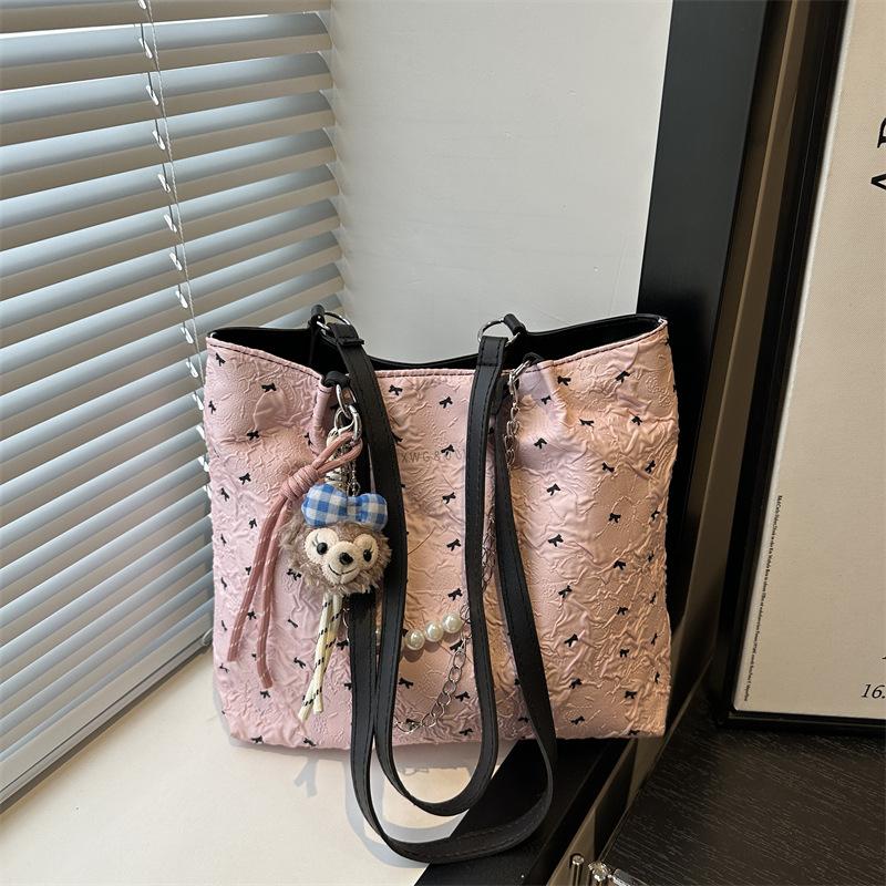 

Печатная индивидуальность популярна сегодня, большая вместимость, летний тренд, новая модная повседневная плечевая сумка-тоут женская Without pendant розовый