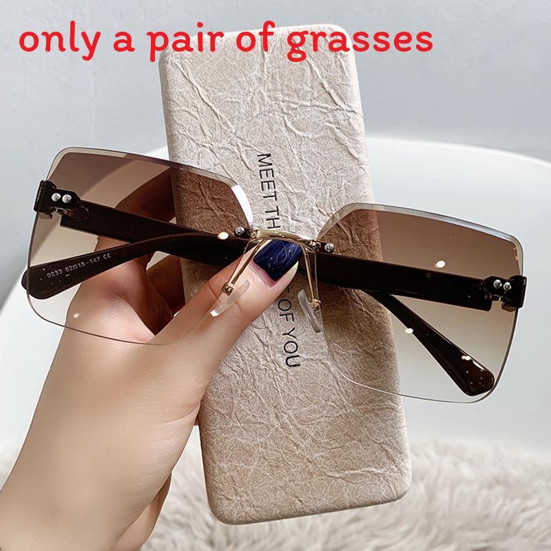 Small Red Book Fashion Sunglasses Women Uv385 No Frame Edge Sun Shades For Travel And Parties