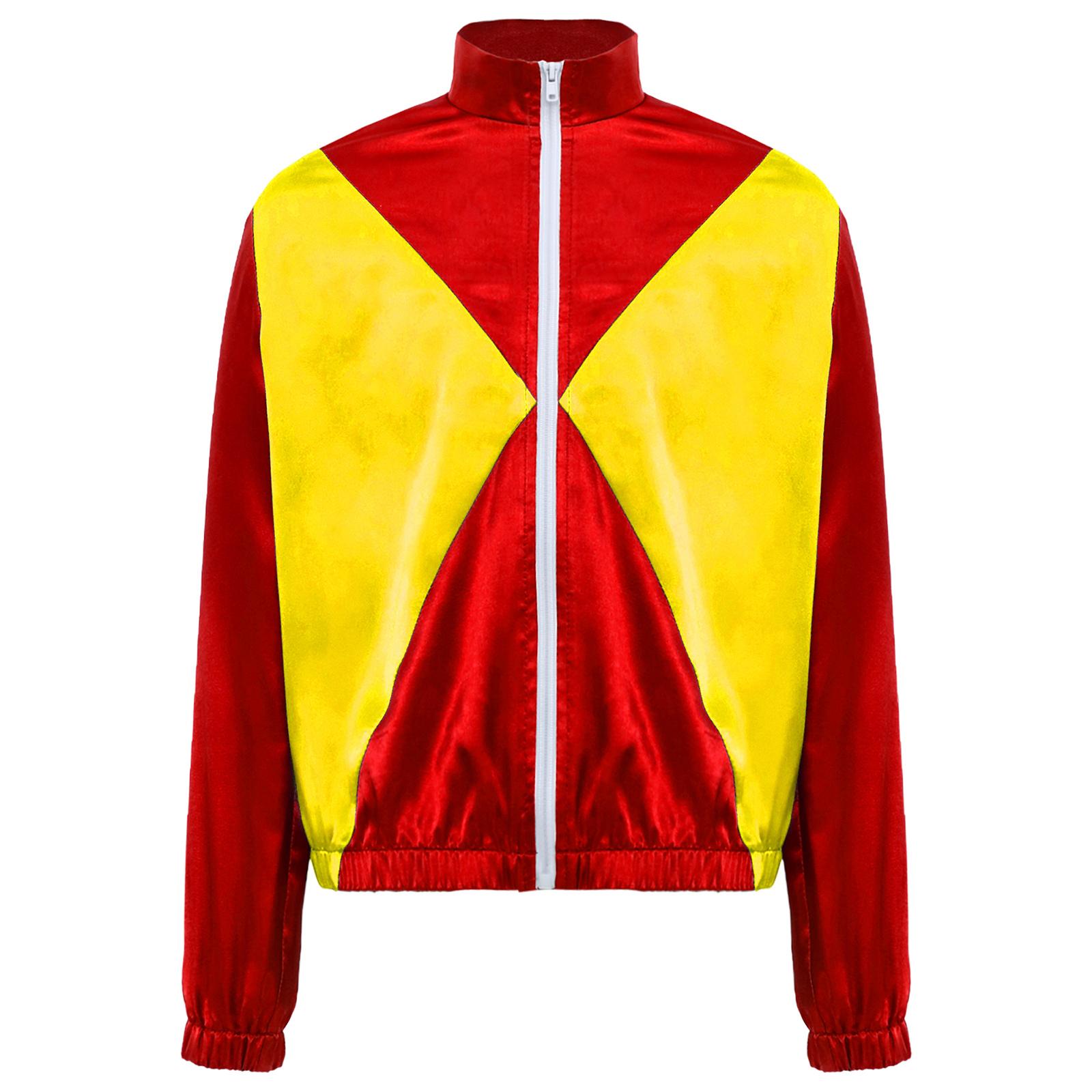 

Kids Horse Rider Costume Color Block Mock Neck Zip Up Top Equestrian Training Competition Long Sleeve Outwear 7-8 Years