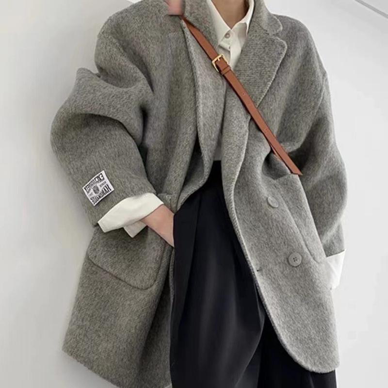 Loose Long Sleeve Turn Down Collar Coats Women Coat Winter Autumn