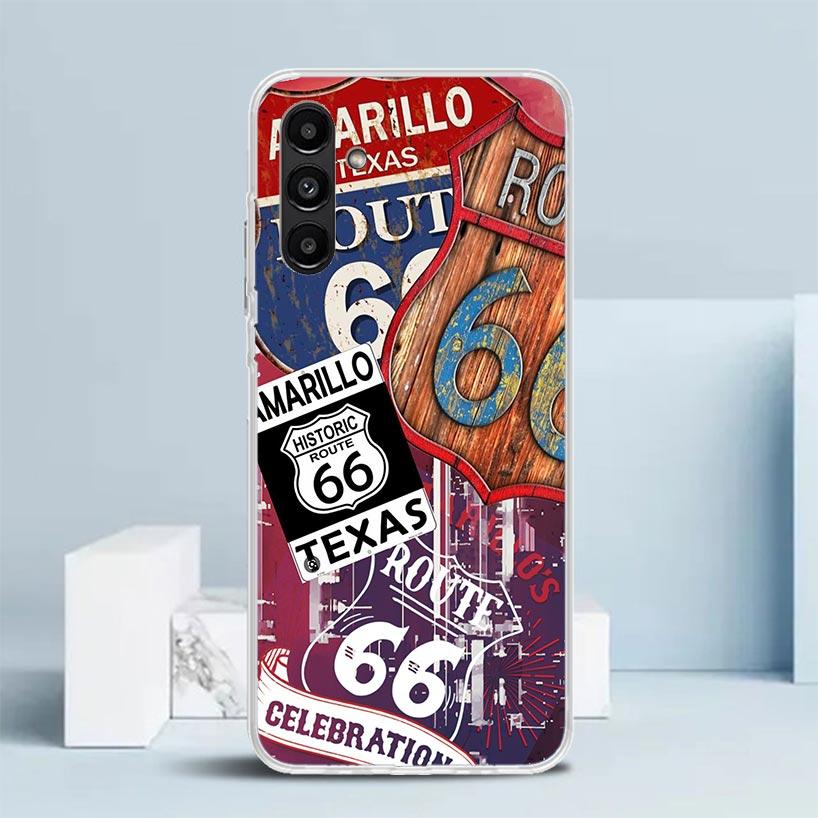 America Route 66 Cover for Samsung Galaxy A17 A37 A57 A16 A26 A36 A56 A15 A14 A55 Phone Case A13 A53 A25 A35 A24 A34 A23 A33 Gal
