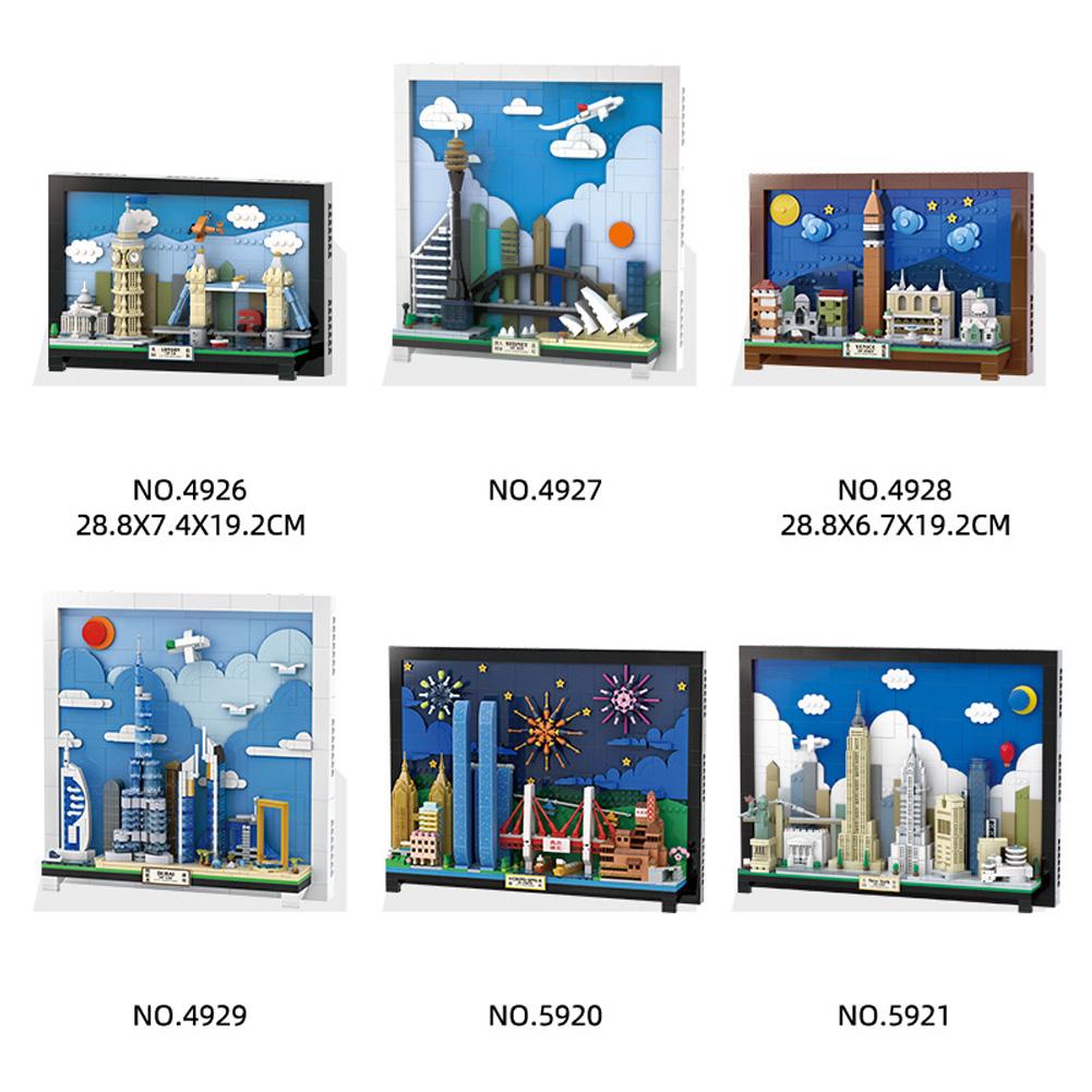 City Postcard Building Blocks City Architecture Postcard Building Bricks Toys Home Decoration Gifts For Kids Aged 6+