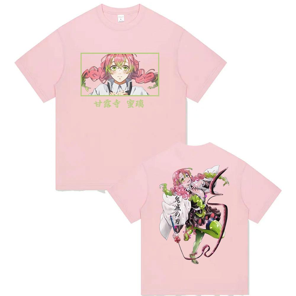 Anime Demon Slayer Kanroji Mitsuri T Shirt Kimetsu No Yaiba Aesthetic Clothing T-shirts Unisex Fashion Oversized Cotton T-shirt