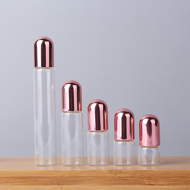 Z007 Rollerball Glass Bottle Set: 1ml, 2ml, 3ml, 5ml, 10ml Sizes for Essential Oils Bullet Head 2ML Pink Cap Glass