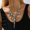 Halloween Pirate Skull Necklace Skeleton Pendant Bones Chain Choker Jewelry Gift