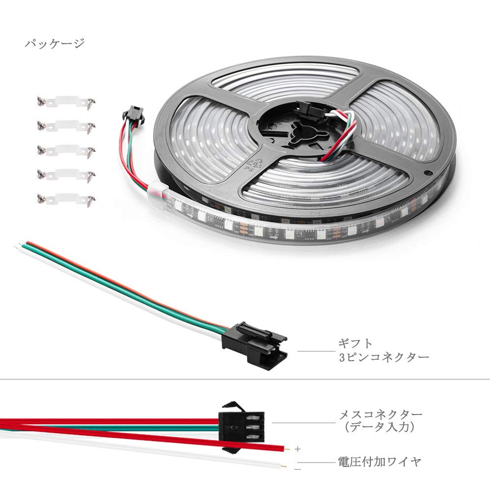 BTF-LIGHTING Pasek LED Iluminacyjny, WS2811, DC12V, Adresowalny RGB5050, Kolor Marzeń, 5M, 300 LED, Neopixel, Programowalny, Możliwość Cięcia, Czarna Płytka PCB, IP67