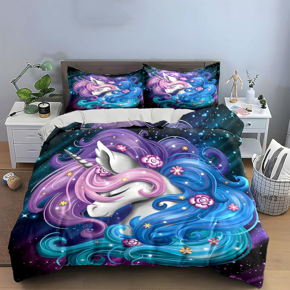 Unicorn Fantasy Decor Gift Set Soft Comfortable Duvet Cover Bedding Set Included 1*Duvet Cover & 2*Pillowcases, Gift