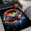 Colorful Sound Waves Wandering Headphones Printed Carpet Art Graffiti Rug Game Room Carpet Suitable for E-sports Enthusiasts