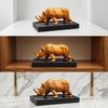 Wood Grain Rhino Statue Ebony Base Figure Realistic Rhinoceros Sculpture for Desktop, Shelf